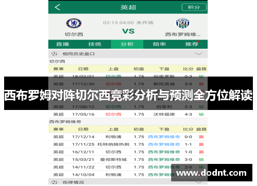 西布罗姆对阵切尔西竞彩分析与预测全方位解读